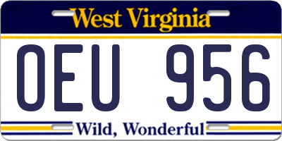 WV license plate OEU956