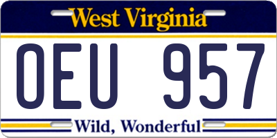 WV license plate OEU957