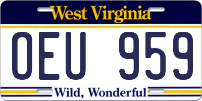 WV license plate OEU959