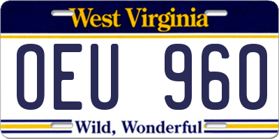 WV license plate OEU960