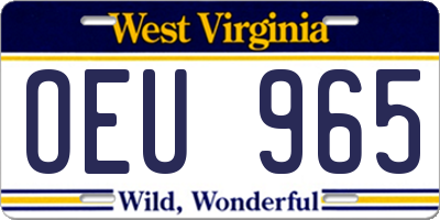 WV license plate OEU965