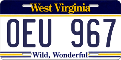 WV license plate OEU967