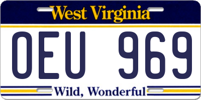 WV license plate OEU969