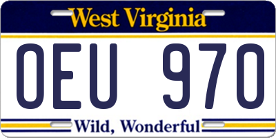 WV license plate OEU970