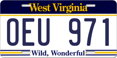 WV license plate OEU971