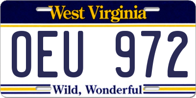 WV license plate OEU972