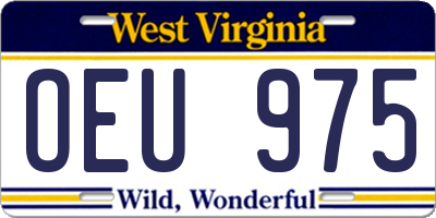 WV license plate OEU975