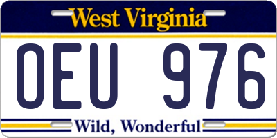 WV license plate OEU976