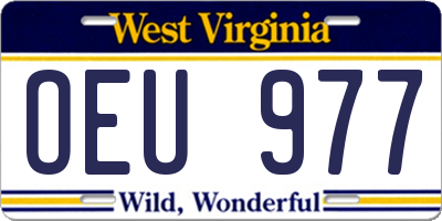 WV license plate OEU977