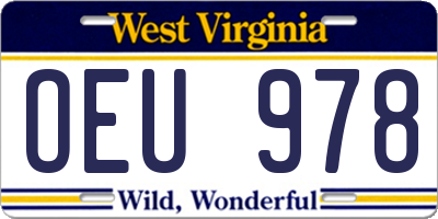 WV license plate OEU978