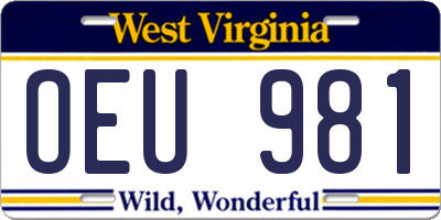 WV license plate OEU981