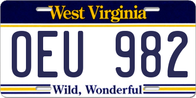 WV license plate OEU982