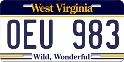 WV license plate OEU983