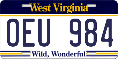 WV license plate OEU984