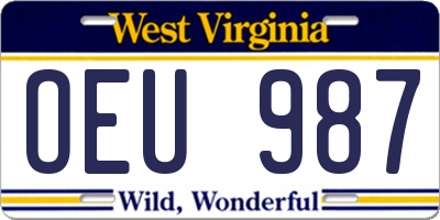 WV license plate OEU987