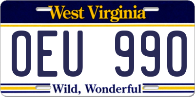 WV license plate OEU990