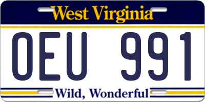 WV license plate OEU991