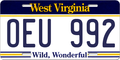 WV license plate OEU992