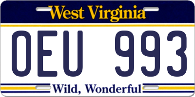 WV license plate OEU993