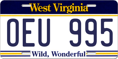 WV license plate OEU995