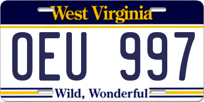WV license plate OEU997