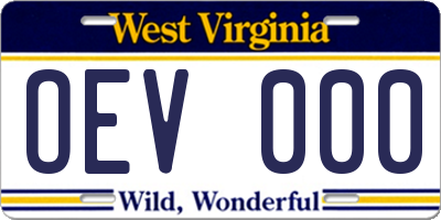 WV license plate OEV000