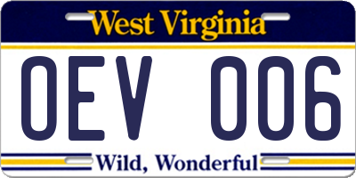 WV license plate OEV006
