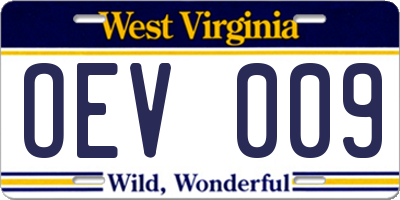 WV license plate OEV009