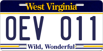 WV license plate OEV011