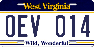 WV license plate OEV014