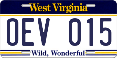 WV license plate OEV015