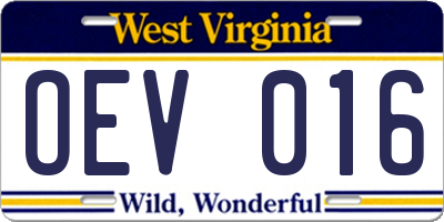 WV license plate OEV016