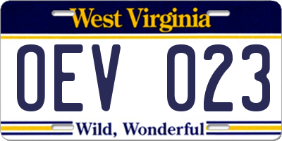 WV license plate OEV023