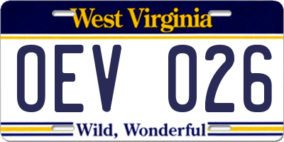 WV license plate OEV026