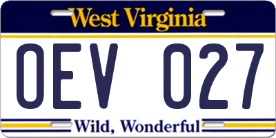 WV license plate OEV027