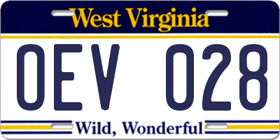 WV license plate OEV028