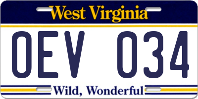 WV license plate OEV034