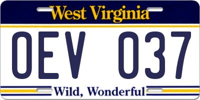 WV license plate OEV037