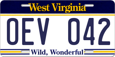 WV license plate OEV042