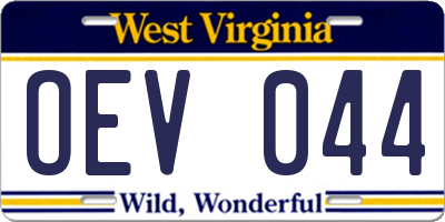 WV license plate OEV044