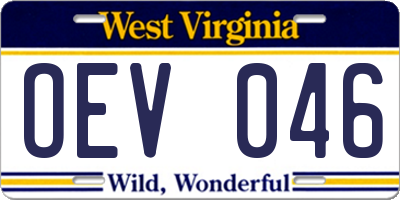 WV license plate OEV046