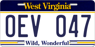 WV license plate OEV047
