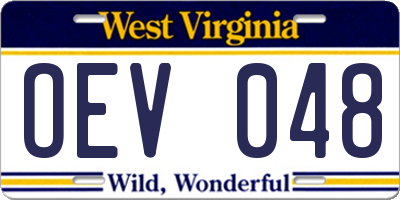 WV license plate OEV048