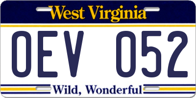 WV license plate OEV052
