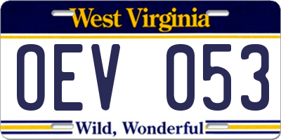 WV license plate OEV053