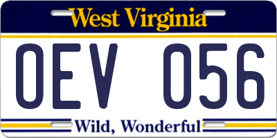WV license plate OEV056
