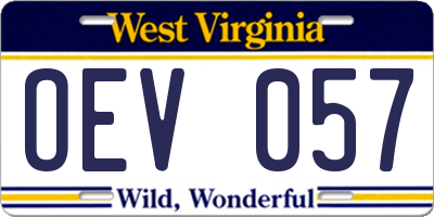 WV license plate OEV057