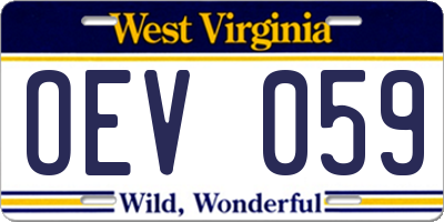 WV license plate OEV059