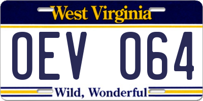 WV license plate OEV064