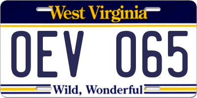 WV license plate OEV065